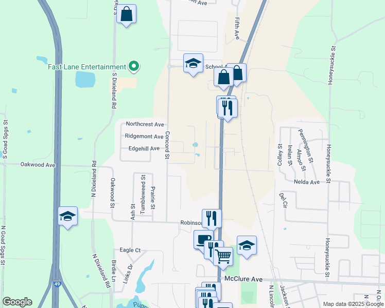 map of restaurants, bars, coffee shops, grocery stores, and more near 706 Jeffery Place in Lowell