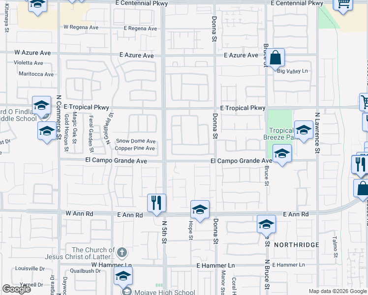 map of restaurants, bars, coffee shops, grocery stores, and more near 705 East Brown Breeches Avenue in North Las Vegas