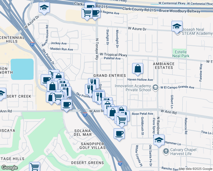 map of restaurants, bars, coffee shops, grocery stores, and more near 7212 Sublime Avenue in Las Vegas