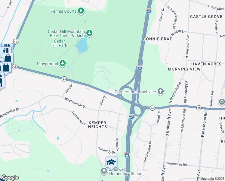 map of restaurants, bars, coffee shops, grocery stores, and more near 809 West Old Hickory Boulevard in Nashville