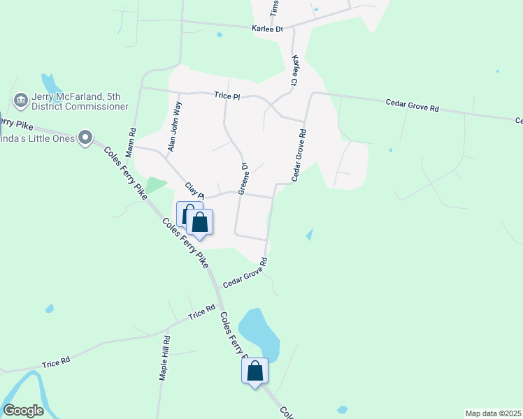 map of restaurants, bars, coffee shops, grocery stores, and more near 362 Cedar Grove Road in Lebanon