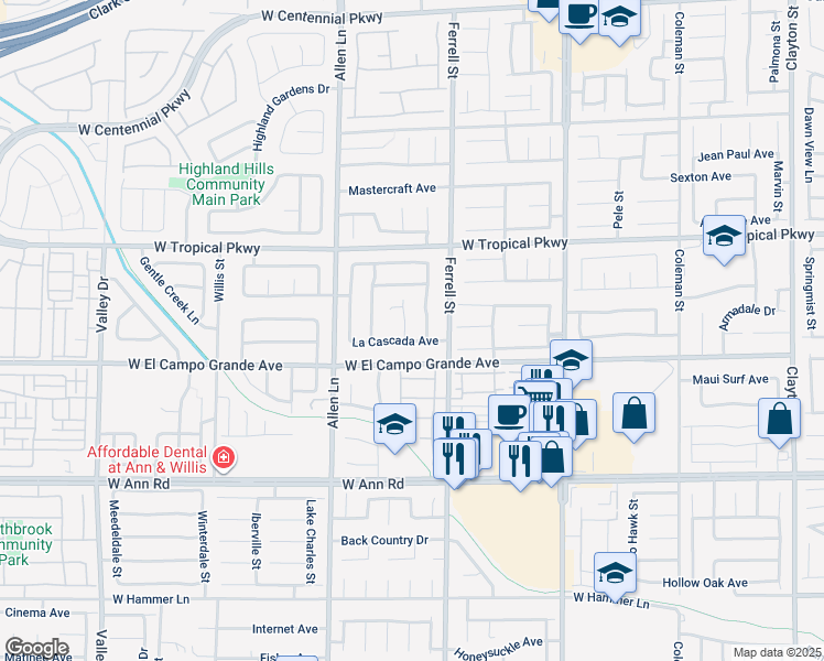 map of restaurants, bars, coffee shops, grocery stores, and more near 5824 Camino Rosa Street in North Las Vegas