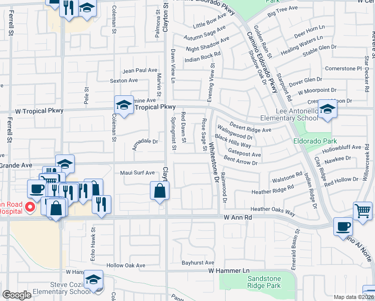 map of restaurants, bars, coffee shops, grocery stores, and more near 1906 Desert Sage Avenue in North Las Vegas