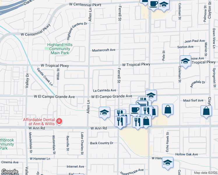 map of restaurants, bars, coffee shops, grocery stores, and more near 5824 Camino Rosa Street in North Las Vegas