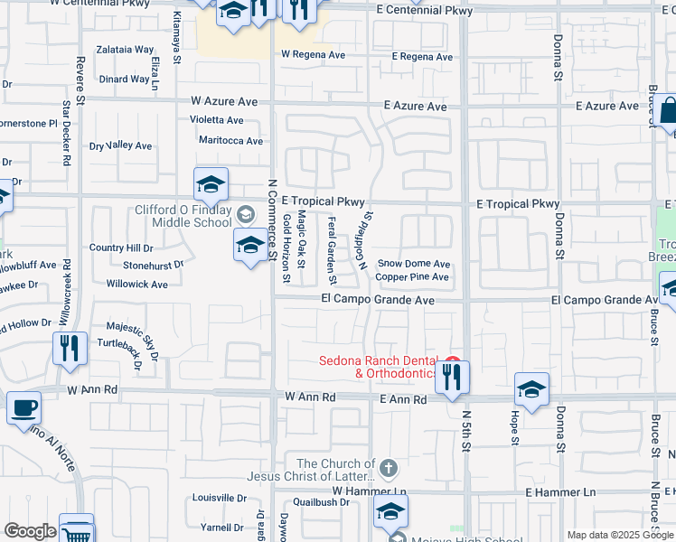 map of restaurants, bars, coffee shops, grocery stores, and more near 32 Yellow Peak Avenue in North Las Vegas