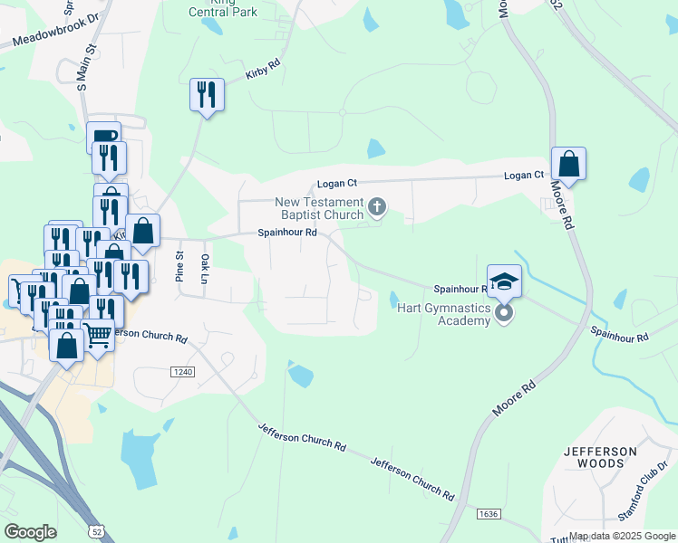 map of restaurants, bars, coffee shops, grocery stores, and more near 104 Brighton Court in King