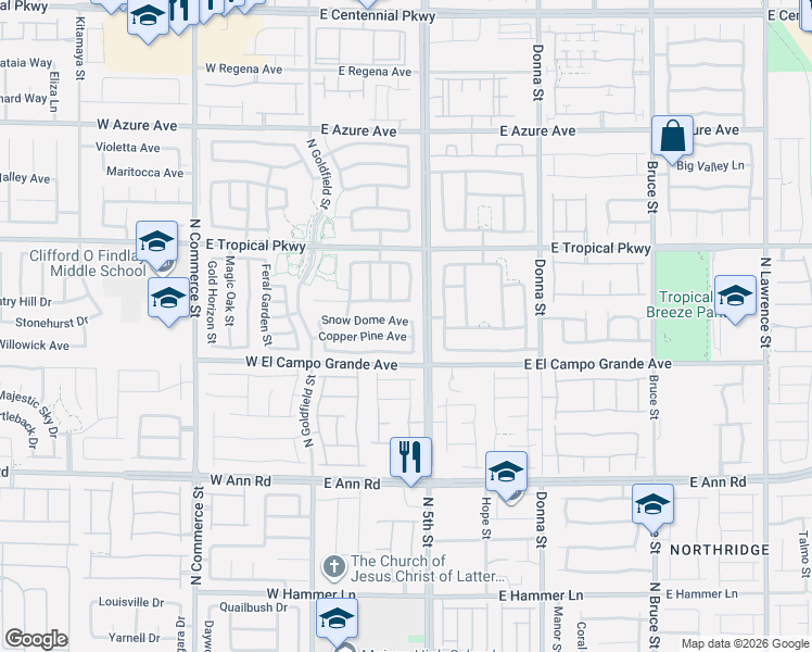 map of restaurants, bars, coffee shops, grocery stores, and more near 325 Raptors View Avenue in North Las Vegas