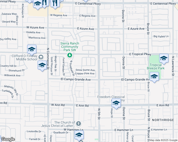 map of restaurants, bars, coffee shops, grocery stores, and more near 305 Snow Dome Avenue in North Las Vegas