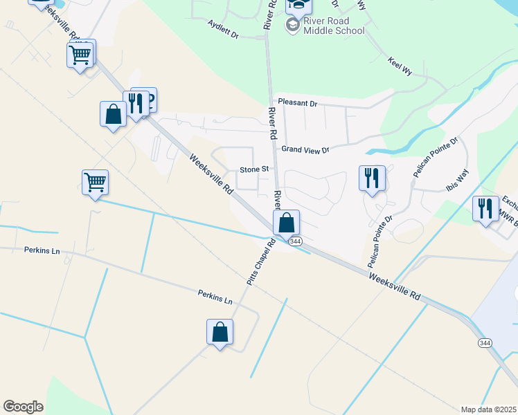 map of restaurants, bars, coffee shops, grocery stores, and more near 1892 Weeksville Road in Elizabeth City
