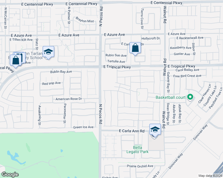map of restaurants, bars, coffee shops, grocery stores, and more near 3609 Inverness Grove Avenue in North Las Vegas