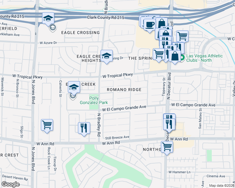 map of restaurants, bars, coffee shops, grocery stores, and more near in Las Vegas
