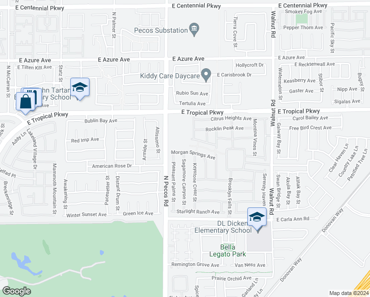 map of restaurants, bars, coffee shops, grocery stores, and more near 3536 Morgan Springs Avenue in North Las Vegas