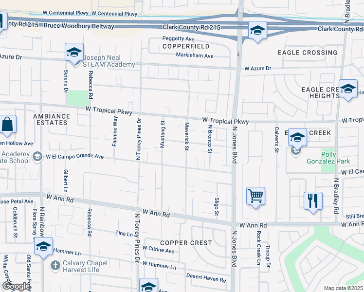 map of restaurants, bars, coffee shops, grocery stores, and more near 6215 Corbett Street in Las Vegas