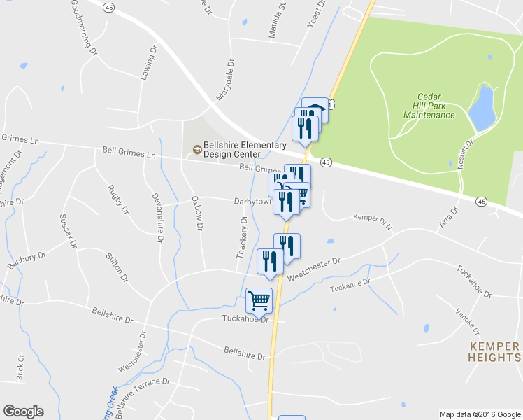 map of restaurants, bars, coffee shops, grocery stores, and more near 1111 Darbytown Dr in Nashville