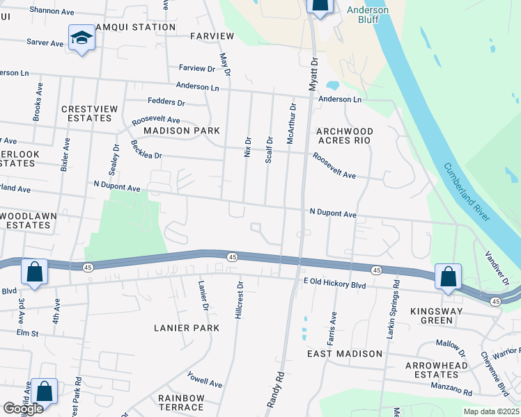 map of restaurants, bars, coffee shops, grocery stores, and more near 164 Scalf Drive in Nashville