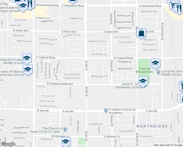 map of restaurants, bars, coffee shops, grocery stores, and more near 5908 North Buckwood Mote Street in North Las Vegas