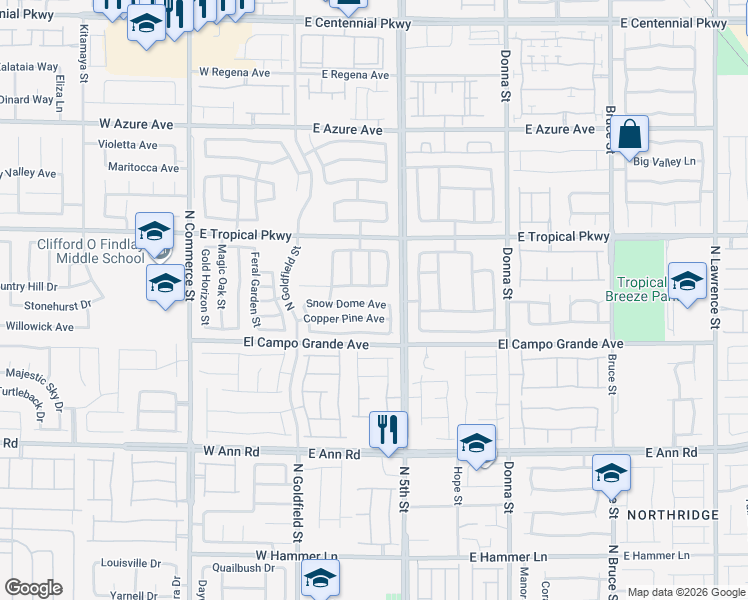 map of restaurants, bars, coffee shops, grocery stores, and more near 325 Raptors View Avenue in North Las Vegas