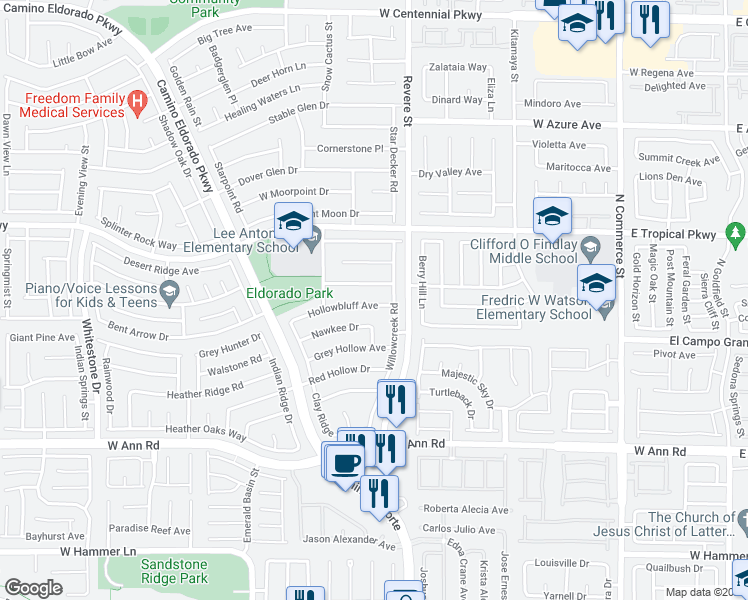 map of restaurants, bars, coffee shops, grocery stores, and more near 917 Indian Hollow in North Las Vegas