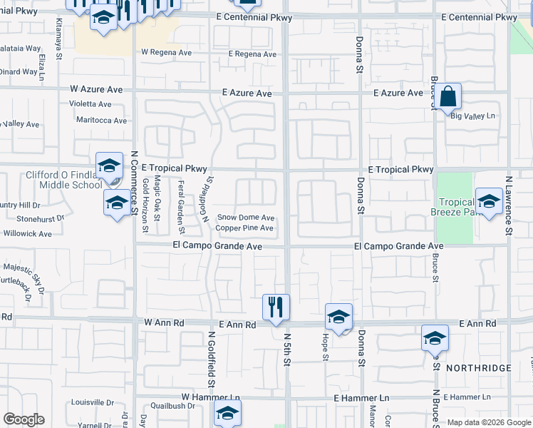 map of restaurants, bars, coffee shops, grocery stores, and more near 325 Raptors View Avenue in North Las Vegas