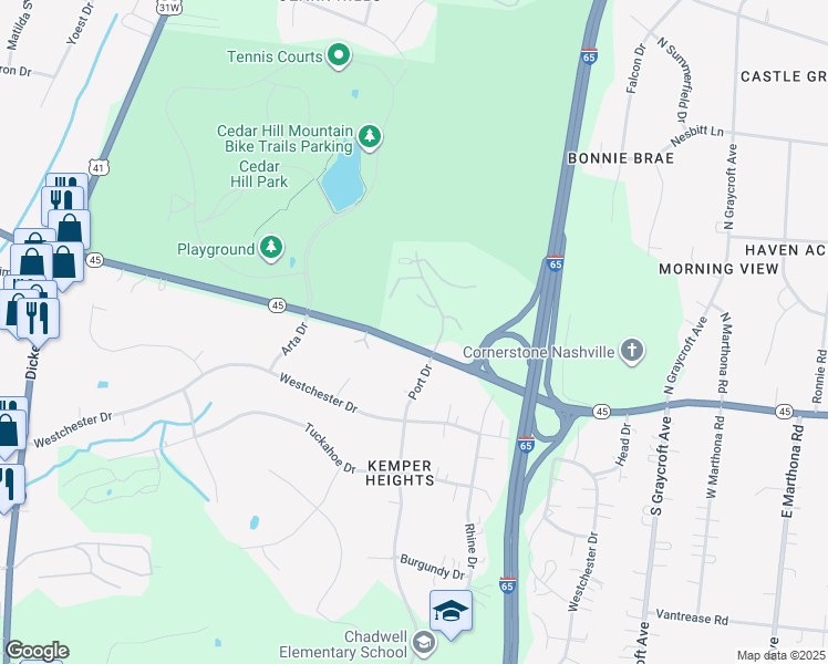 map of restaurants, bars, coffee shops, grocery stores, and more near 820 West Old Hickory Boulevard in Nashville