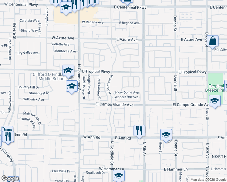 map of restaurants, bars, coffee shops, grocery stores, and more near 8 Snow Dome Avenue in North Las Vegas