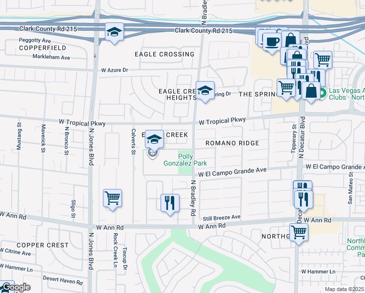 map of restaurants, bars, coffee shops, grocery stores, and more near 5413 Bridgehampton Avenue in Las Vegas