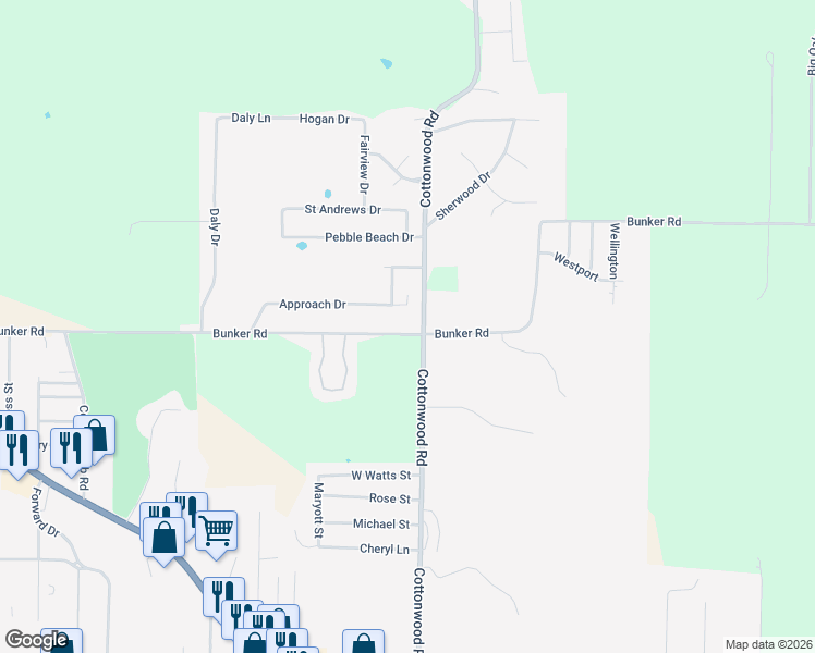 map of restaurants, bars, coffee shops, grocery stores, and more near 1766 Bunker Drive in Harrison