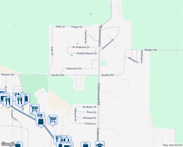 map of restaurants, bars, coffee shops, grocery stores, and more near 1766 Bunker Road in Harrison