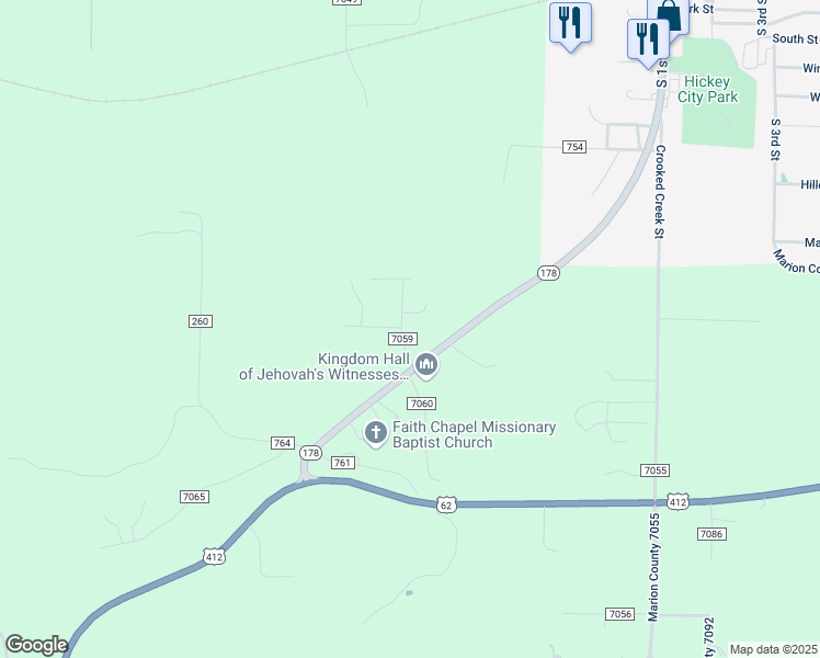 map of restaurants, bars, coffee shops, grocery stores, and more near 95 Marion County 7059 in Flippin