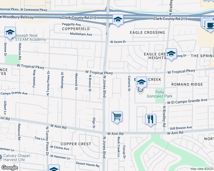 map of restaurants, bars, coffee shops, grocery stores, and more near 5920 North Jones Boulevard in Las Vegas