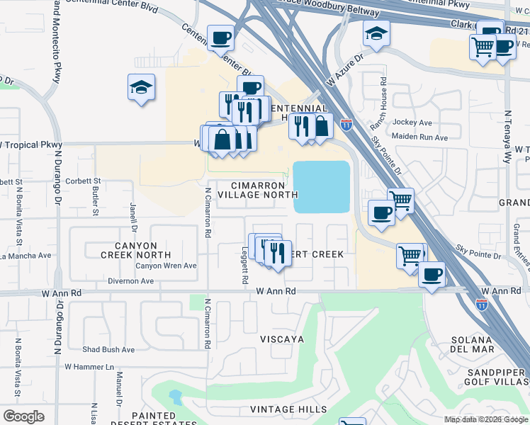 map of restaurants, bars, coffee shops, grocery stores, and more near 7841 Quill Gordon Avenue in Las Vegas