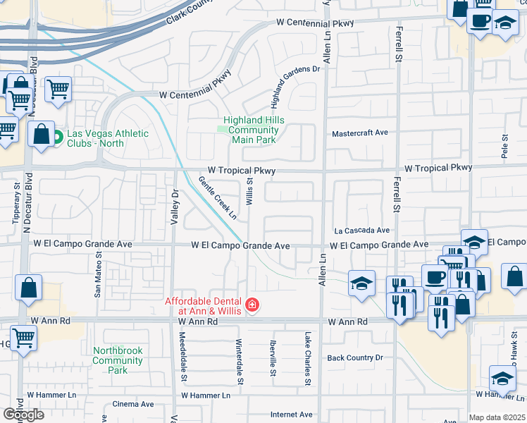 map of restaurants, bars, coffee shops, grocery stores, and more near 3911 Maple Creek Avenue in North Las Vegas