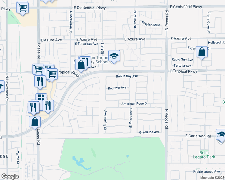 map of restaurants, bars, coffee shops, grocery stores, and more near 3021 Red Imp Avenue in North Las Vegas