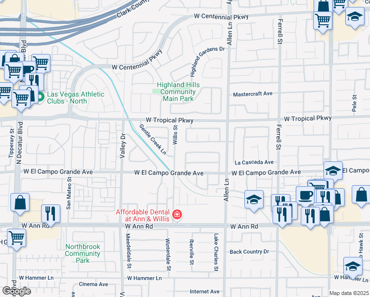 map of restaurants, bars, coffee shops, grocery stores, and more near 3911 Maple Creek Avenue in North Las Vegas