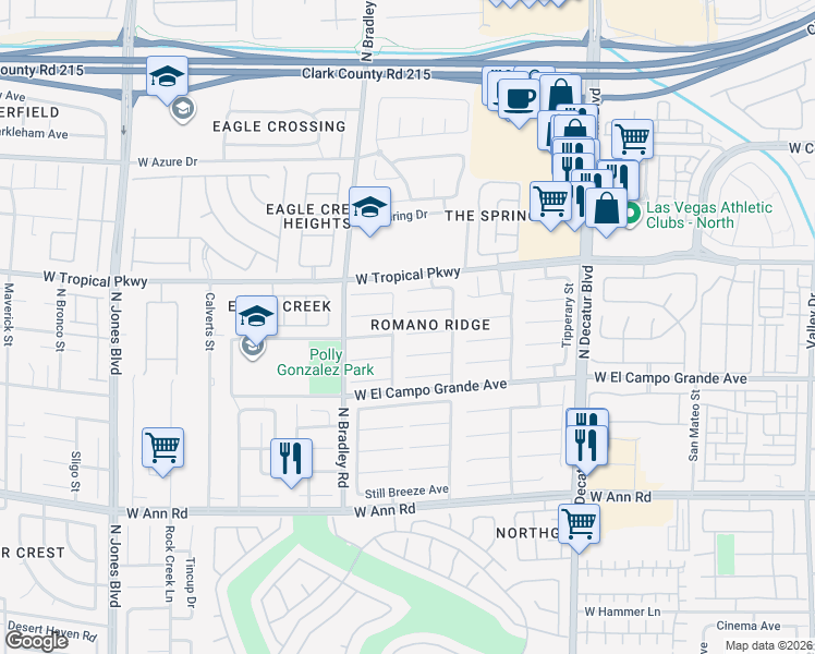 map of restaurants, bars, coffee shops, grocery stores, and more near in Las Vegas