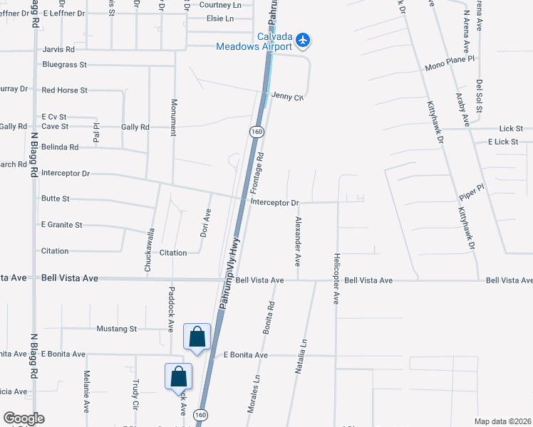 map of restaurants, bars, coffee shops, grocery stores, and more near 771 Interceptor Drive in Pahrump