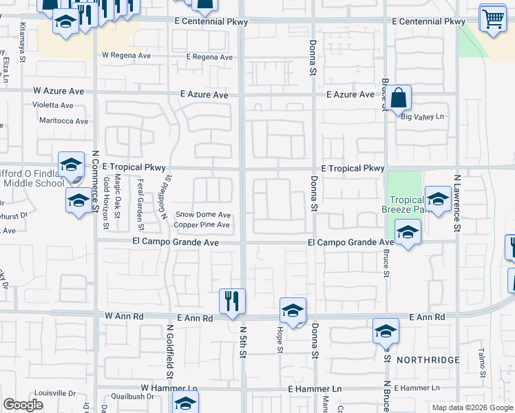 map of restaurants, bars, coffee shops, grocery stores, and more near 5908 North Buckwood Mote Street in North Las Vegas
