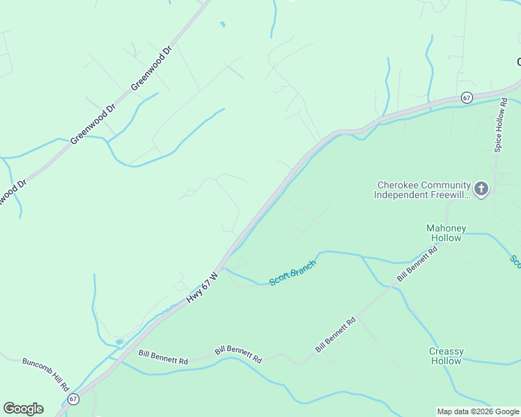 map of restaurants, bars, coffee shops, grocery stores, and more near 2906 Cherokee Road in Johnson City