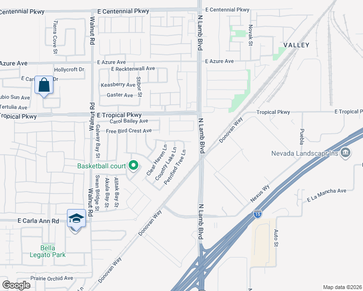 map of restaurants, bars, coffee shops, grocery stores, and more near 5853 Petrified Tree Lane in North Las Vegas