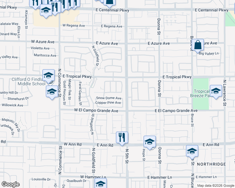 map of restaurants, bars, coffee shops, grocery stores, and more near 325 Raptors View Avenue in North Las Vegas