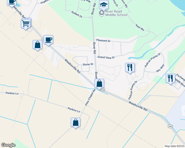 map of restaurants, bars, coffee shops, grocery stores, and more near 1892 Weeksville Road in Elizabeth City