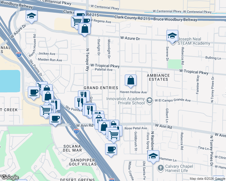map of restaurants, bars, coffee shops, grocery stores, and more near 7004 Magic Window Avenue in Las Vegas