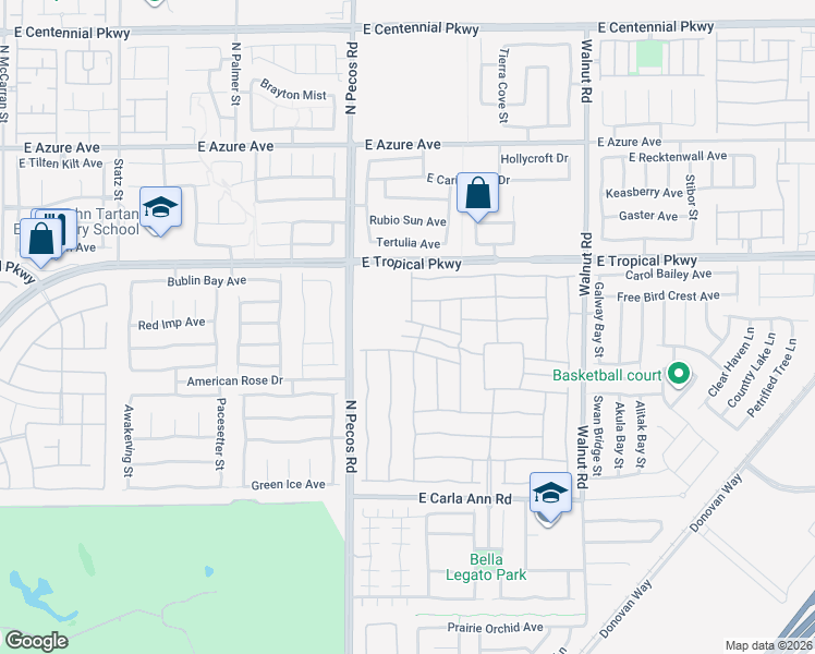 map of restaurants, bars, coffee shops, grocery stores, and more near 3609 Inverness Grove Avenue in North Las Vegas