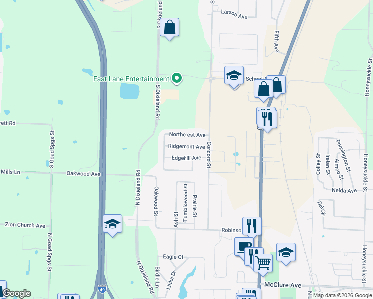 map of restaurants, bars, coffee shops, grocery stores, and more near 319 Ridgemont Ave in Lowell