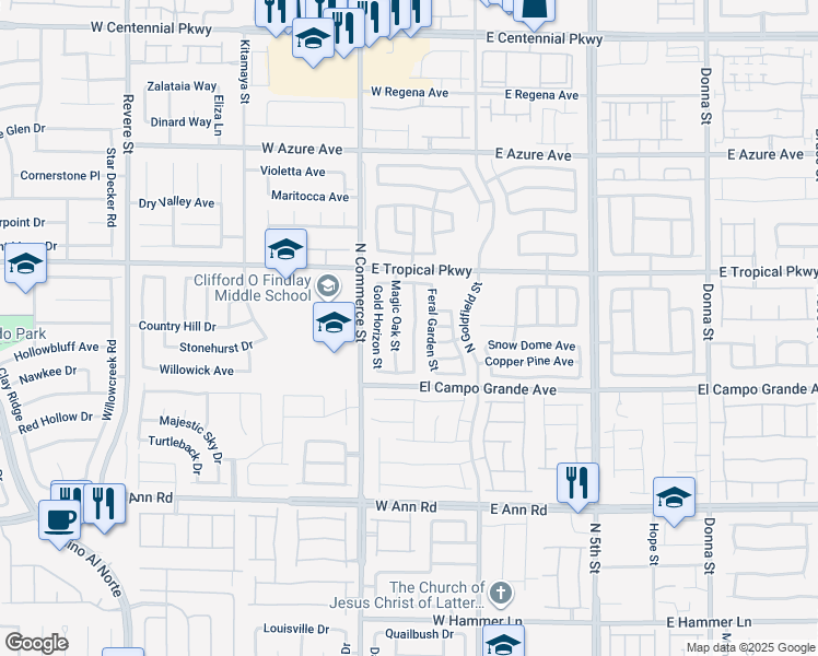 map of restaurants, bars, coffee shops, grocery stores, and more near 5913 Post Mountain Street in North Las Vegas