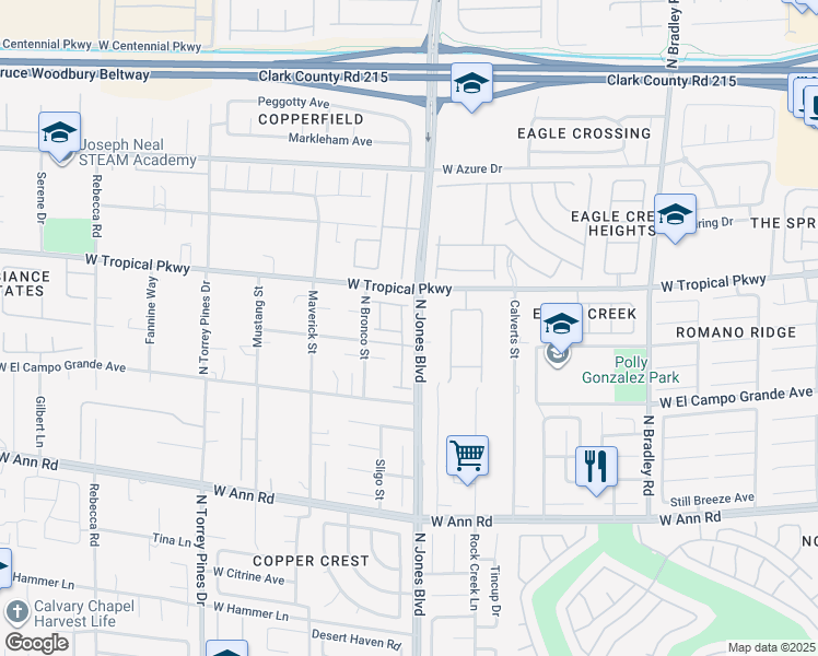 map of restaurants, bars, coffee shops, grocery stores, and more near 5940 Jasper Ridge Street in Las Vegas
