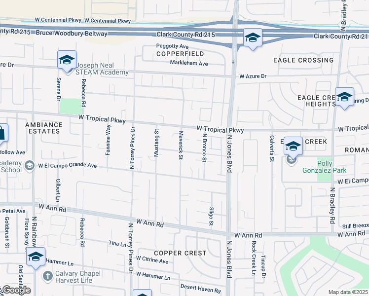 map of restaurants, bars, coffee shops, grocery stores, and more near 6215 Corbett Street in Las Vegas