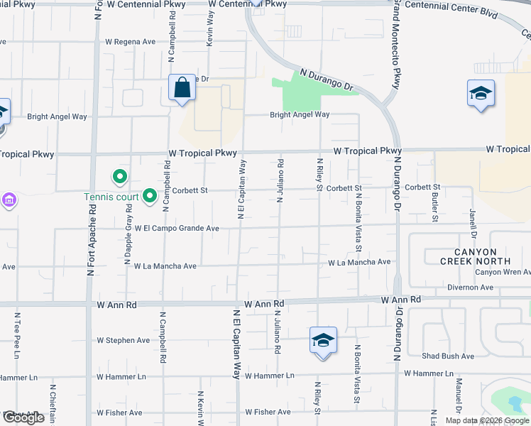 map of restaurants, bars, coffee shops, grocery stores, and more near 5835 North Juliano Road in Las Vegas
