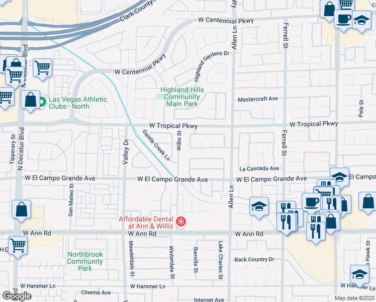 map of restaurants, bars, coffee shops, grocery stores, and more near 3911 Maple Creek Avenue in North Las Vegas