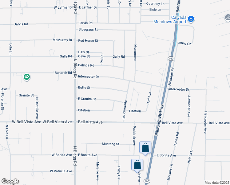 map of restaurants, bars, coffee shops, grocery stores, and more near 341 Butte Street in Pahrump